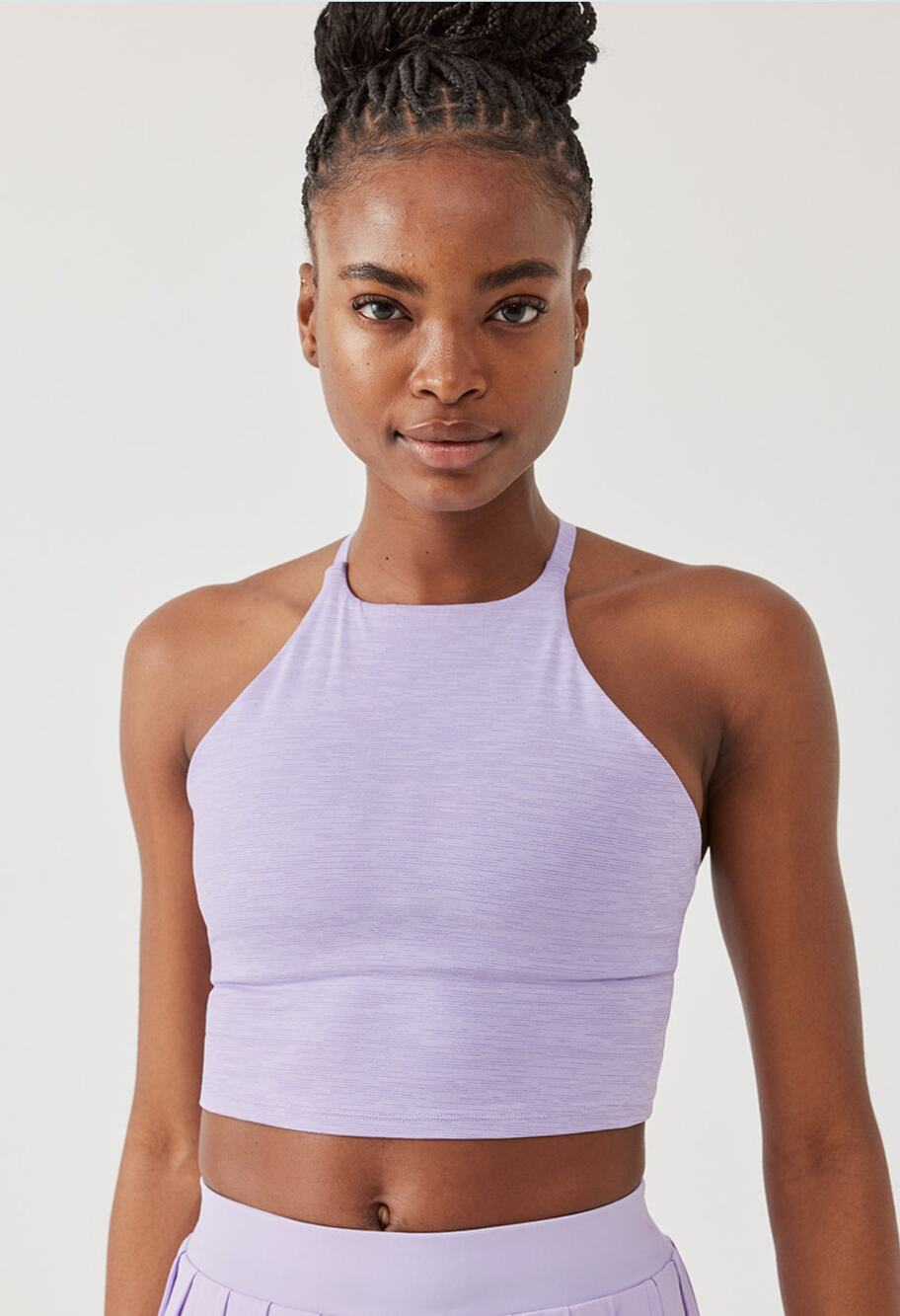 OUTDOOR VOICES Women's TechSweat Tank Top XL Wisteria Purple Criss-Cross NWT
